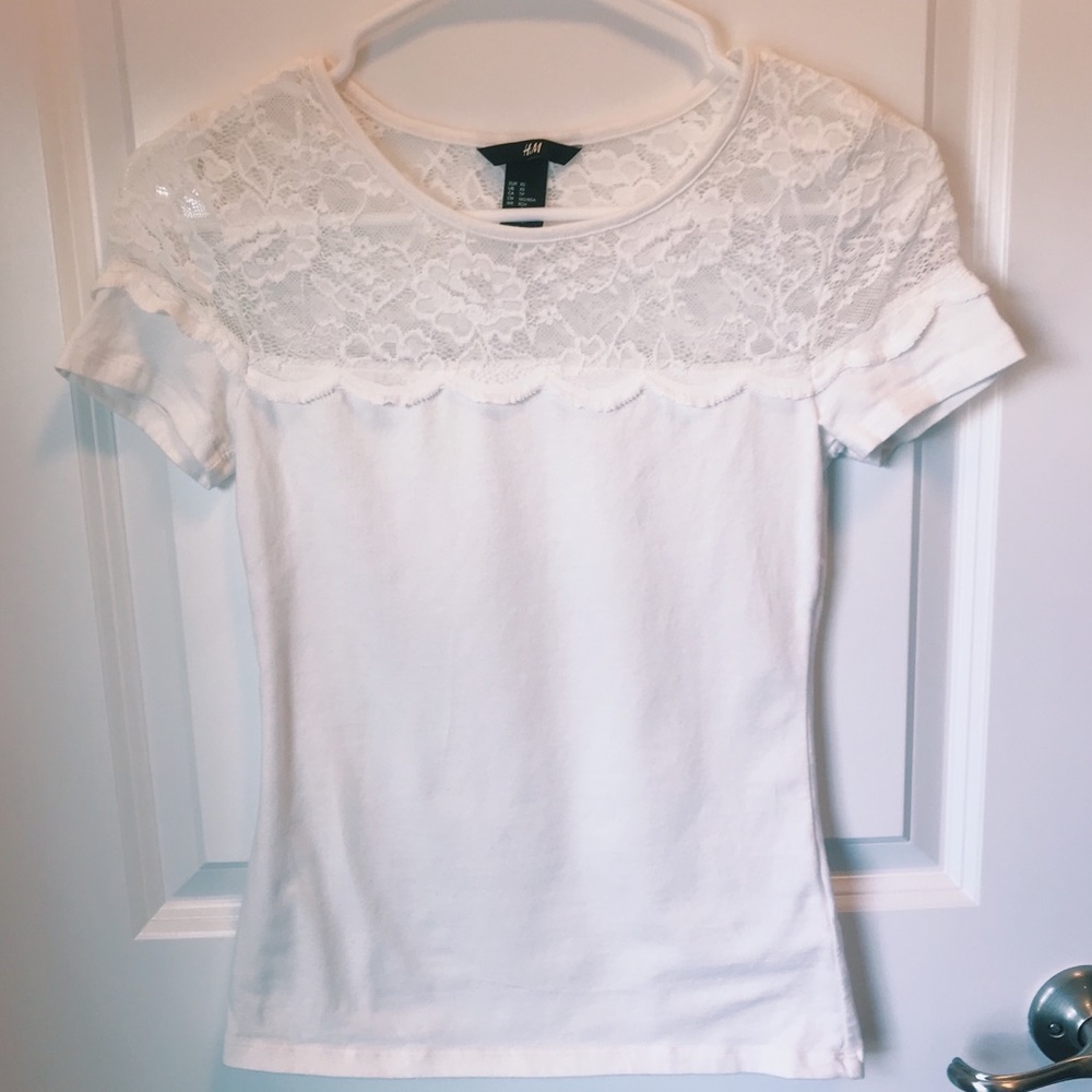 H&M White Lace Top